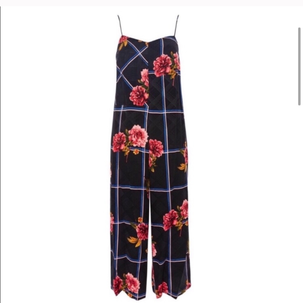 Topshop Check Floral Jumpsuit size 2 - Picture 4 of 12